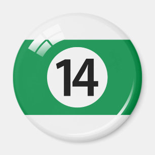 Number fourteen billiard ball fridge magnet