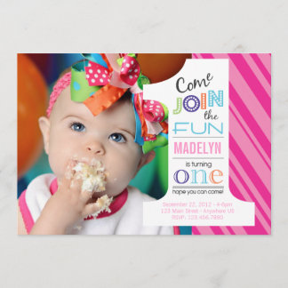 Number Fun FIRST BIRTHDAY invitation