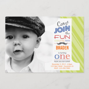 Number Fun MUSTACHE FIRST BIRTHDAY invitation