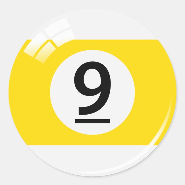 Number nine pool ball stickers/labels classic round sticker (Front)