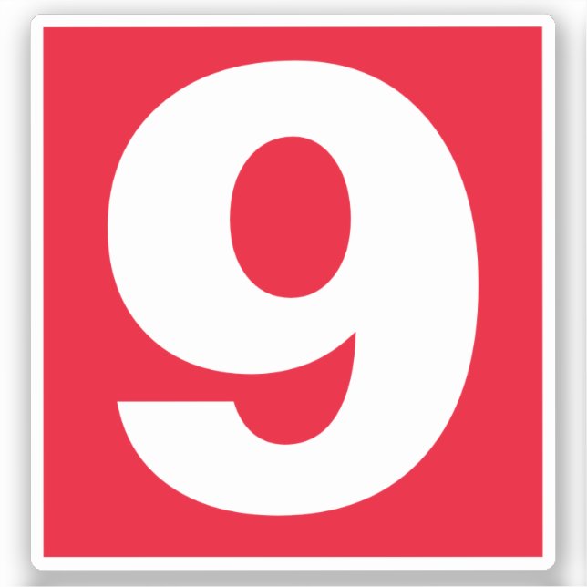 Number Nine Red and White Sticker (Front)