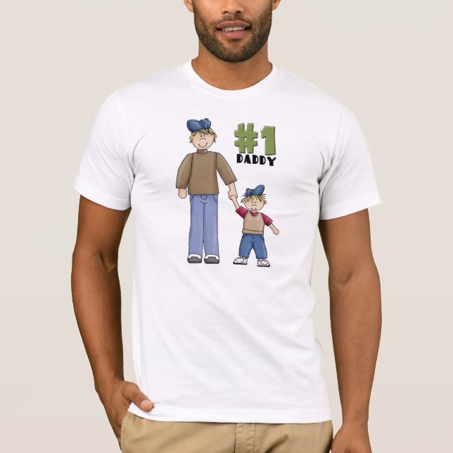 Number one, #1 Dad father and boy child T-Shirt (Front)