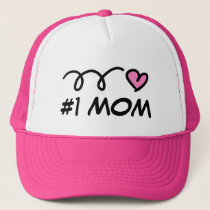 Number one #1 mum trucker hat with cute pink heart