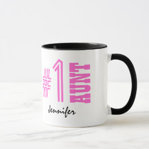 Number One AUNT Custom Name Gift Collection Pink 1 Mug