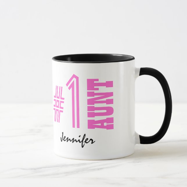 Number One AUNT Custom Name Gift Collection Pink 1 Mug (Right)