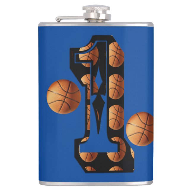 Number One Basketball Number,    Hip Flask (Front)