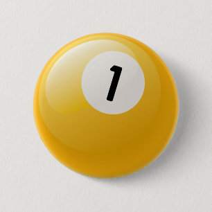NUMBER ONE BILLIARDS BALL 6 CM ROUND BADGE