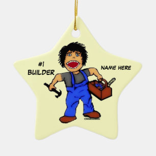 Number One Builder Ceramic Tree Decoration