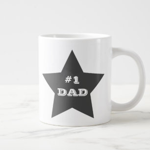 Number One Dad, #1 Grey Star Large Coffee Mug