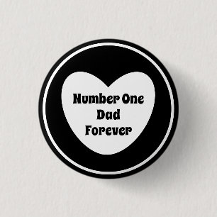 Number One Dad Black and White Modern Heart  3 Cm Round Badge