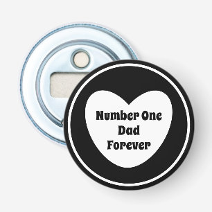 Number One Dad Black and White Modern Heart Bottle Opener