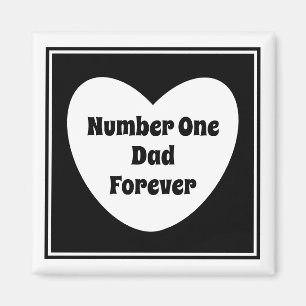 Number One Dad Black and White Modern Heart Square Magnet