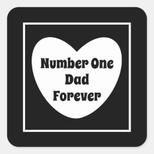 Number One Dad Black and White Modern Heart Square Sticker