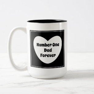 Number One Dad Black and White Modern Heart Two-Tone Coffee Mug