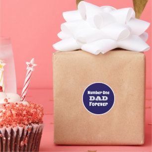 Number One Dad Blue and White Father's Day Classic Round Sticker