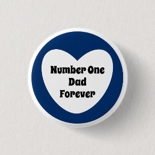 Number One Dad Cute Navy Blue White Heart 3 Cm Round Badge