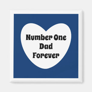 Number One Dad Cute Navy Blue White Heart  Magnet