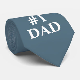 Number One Dad Dusty Blue White Custom Tie