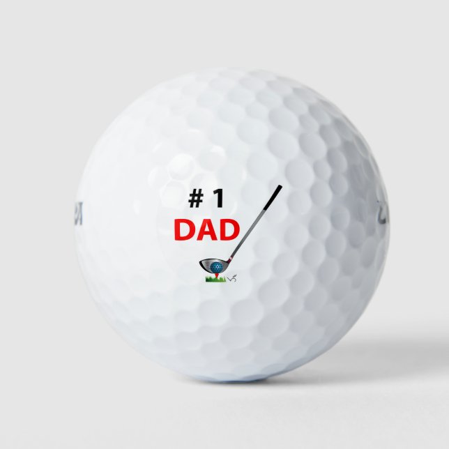 Number One Dad Fathers Day Birthday Cool Golf Balls (Front)
