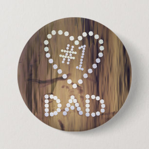 Number One Dad on Wood-look Background 7.5 Cm Round Badge