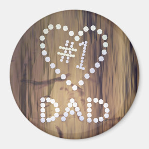 Number One Dad on Wood-look Background Magnet
