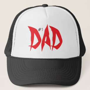 Number One Dad Red And Black Cool Trucker Hat