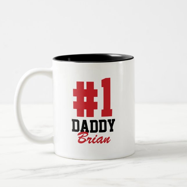 Number One Daddy Personalised Name Father's Day Two-Tone Coffee Mug (Left)