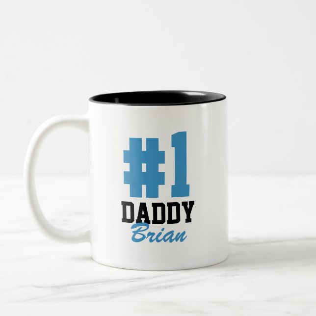 Number One Daddy Personalised Name Father's Day Two-Tone Coffee Mug (Left)
