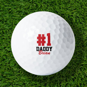 Number One Daddy Red Monogrammed Father's Day Golf Balls