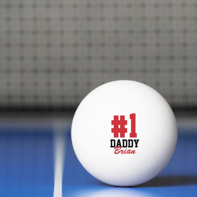 Number One Daddy Red Monogrammed Father's Day Ping Pong Ball (Net)