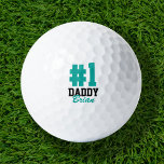 Number One Daddy Teal Monogrammed Father's Day Golf Balls<br><div class="desc">Create a special Father's Day gift for dad or grandpa personalised with your photos and text. This fun modern design says "#1 Daddy" in bold text with your dad's name in a contrasting coloured script. Use the design tools to choose any fonts and colours you like or upload your own...</div>