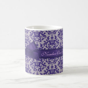 Number One Fashion Mum damask purple grey mug