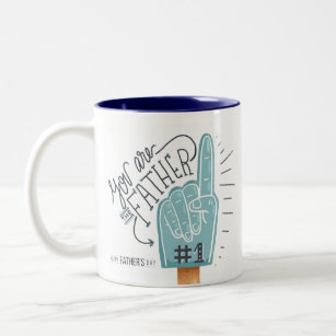 Number One Father Foam Finger Two-Tone Coffee Mug