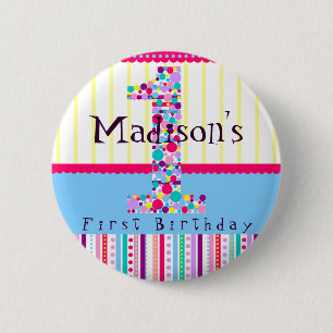 Number One, First Birthday Button