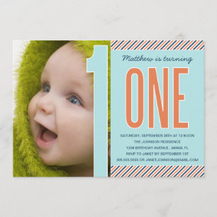 NUMBER ONE   FIRST BIRTHDAY INVITATION