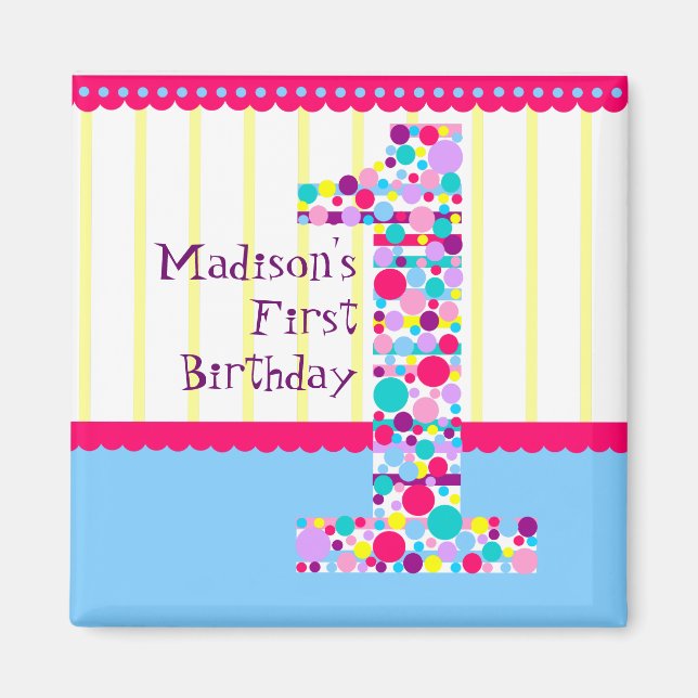 Number One, First Birthday Magnet (Front)