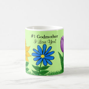 Number One Godmother Floral Personalised Mugs