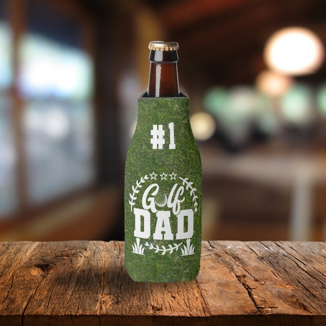 Number One Golf Dad Typography Bottle Cooler (Creator Uploaded)