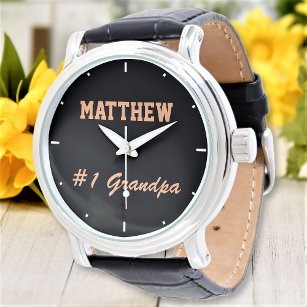 Number One Grandpa Fathers Day Custom Name Watch