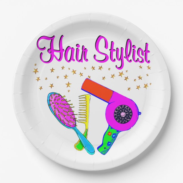 NUMBER ONE HAIR STYLIST AND BEAUTICIAN PAPER PLATE (Front)