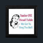 Number One Head Table - Vintage Gal Gift Box<br><div class="desc">Don't you love ringing the Bunco bell?  Number One Head Table - We Get To Ring The Bell?  Perfect gift box for collecting all the Bunco cash!  Store your favourite Bunco dice in this box.   Funny Bunco gift or prize.</div>