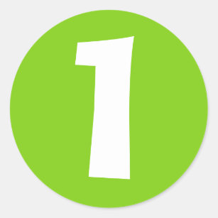 Number One Large Round Green Stickers by Janz