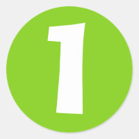 Number One Large Round Green Stickers by Janz