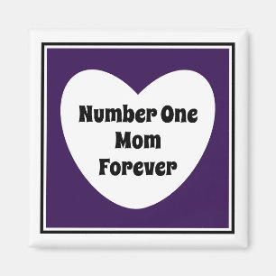 Number One Mum Dark Purple Modern White Heart Magnet