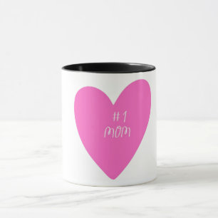 Number One Mum Pink Heart Mothers' Day Mug