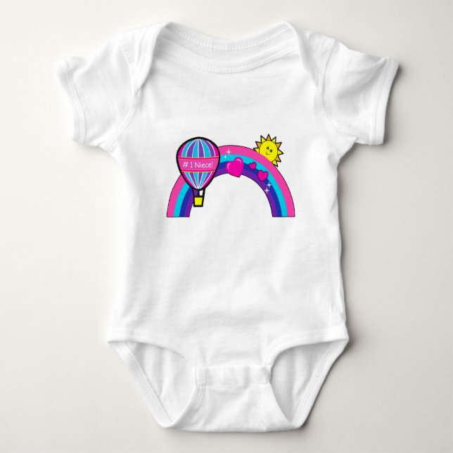 Number One Niece with Balloon and Rainbow Baby Bodysuit (Front)