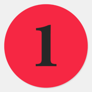 Number One planning supplies simple 1 red black Classic Round Sticker