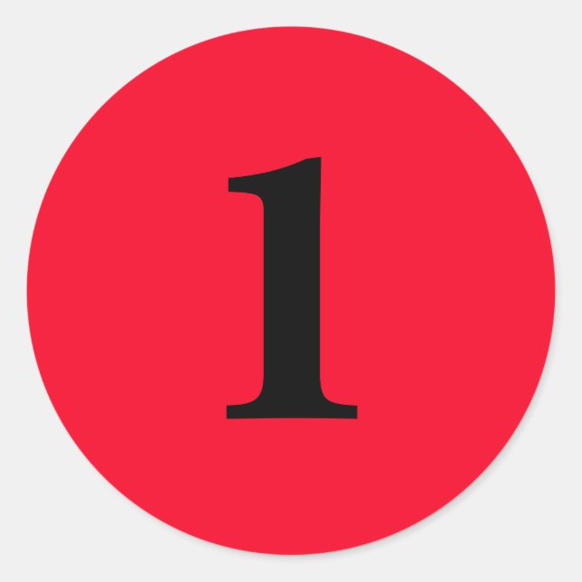 Number One planning supplies simple 1 red black Classic Round Sticker (Front)