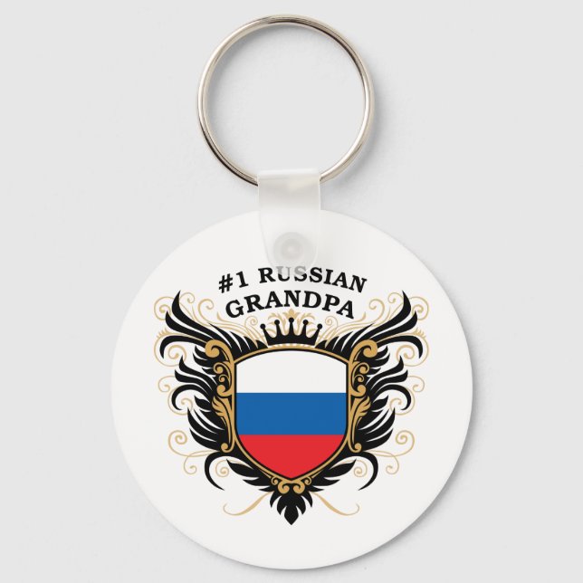 Number One Russian Grandpa Key Ring (Front)