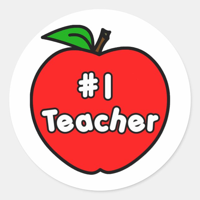 Number One Teacher Apple Classic Round Sticker (Front)